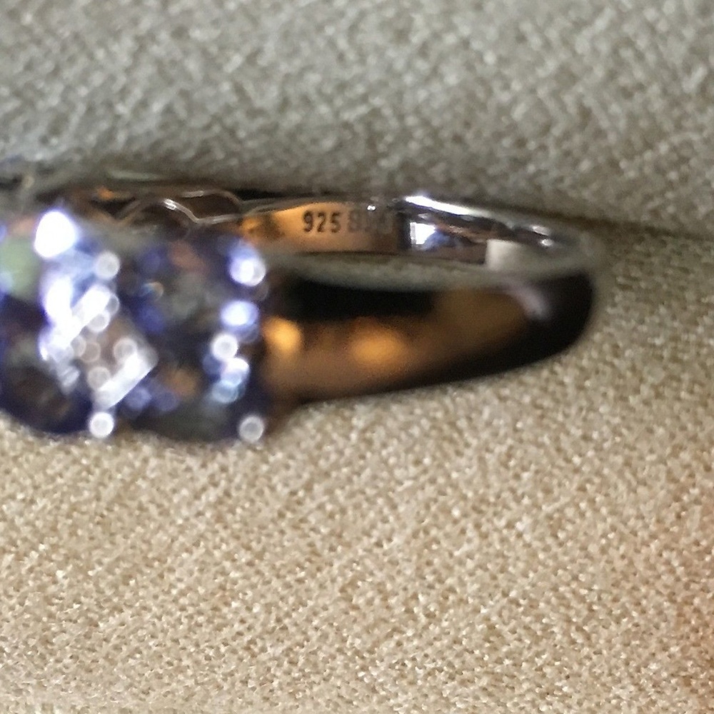 Sterling Silver Tanzanite White Topaz Ring Sz 7 - Picture 3 of 3